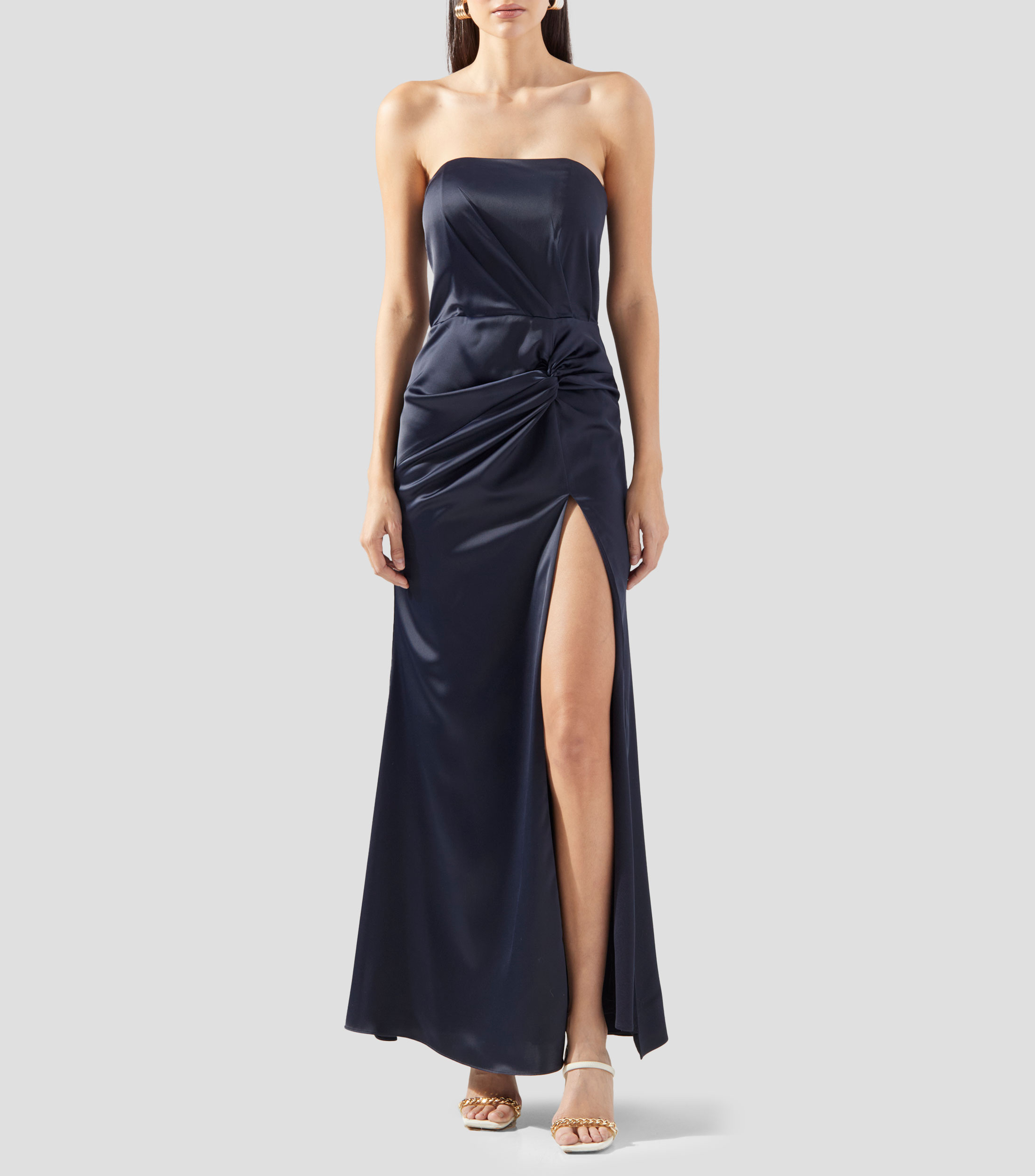 Vestido de fiesta largo liso sin mangas Mujer